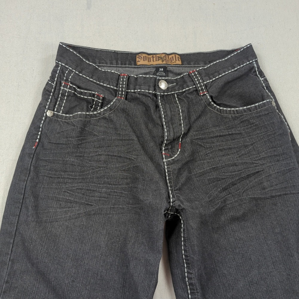 Vintage Southpole Shorts Mens 38 Black Denim Baggy Skater Embroidered - Picture 3 of 12